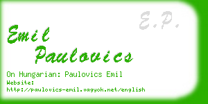 emil paulovics business card